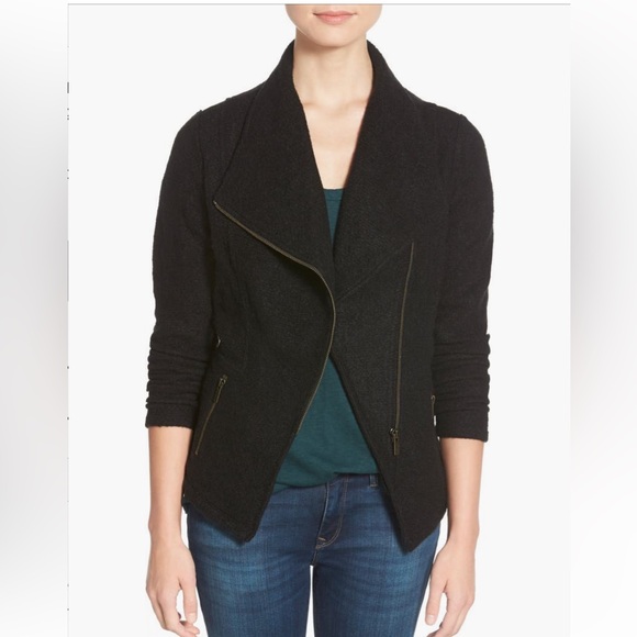 Halogen Black Knit Moto Jacket - Picture 1 of 2